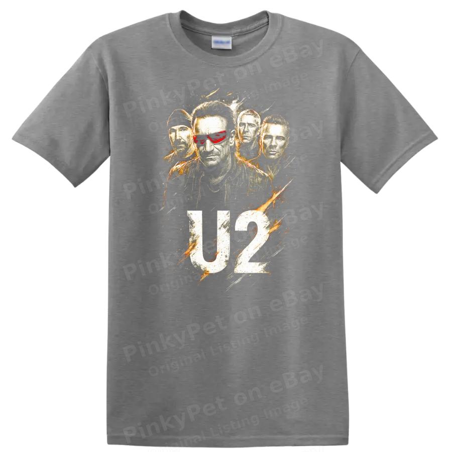 חולצת טי עם גרפיקה של להקת רוק רטרו U2, טי שירט וינטג' להבי מטאל