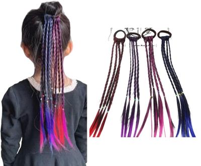 HAIR WALA™ 04 PCS Hair Extension Braids, Colorful Fake Braid Hairpieces with Hair-Band Braided Hair Styling Accessories for Girls Cosplay Performanc