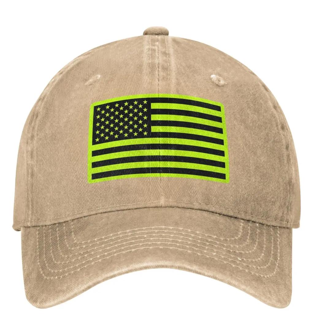 American Flag Construction Safety Green Flag 4th Of July Baseball Cap Sport Breathable Hip Hop Hats Women Unisex Baseball Caps