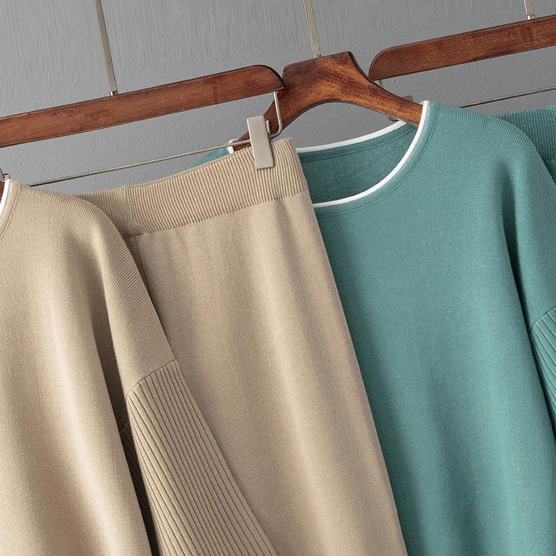 Women's European Style Casual Two-Piece Set - Spring/Autumn 2024 Fashion, Age-Reducing, Solid Color