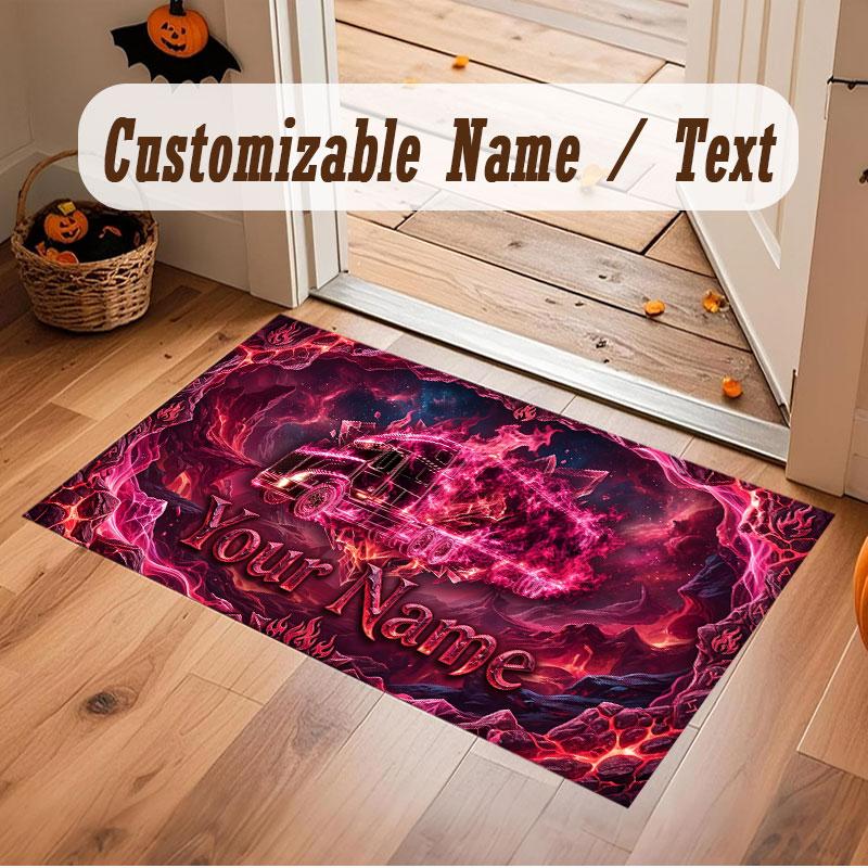 Decorative Artwork Theme Crystal Velvet Floor Rug Personalized Custom Name Text Warm Carpet Home Decoration