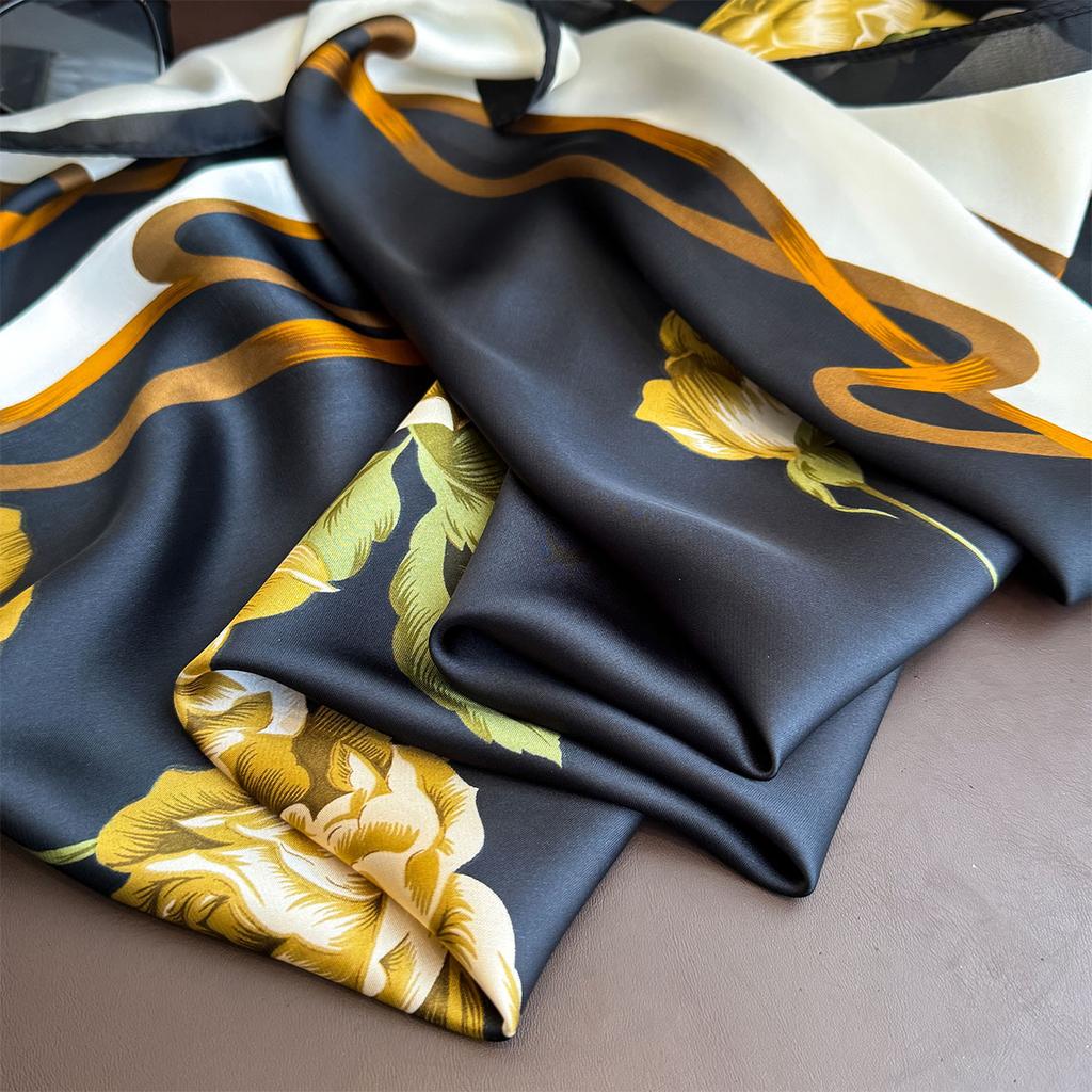 Retro printing spring and summer 91 large square scarf decorative scarf thin sunscreen silk scarf air conditioner shawl neck protection year