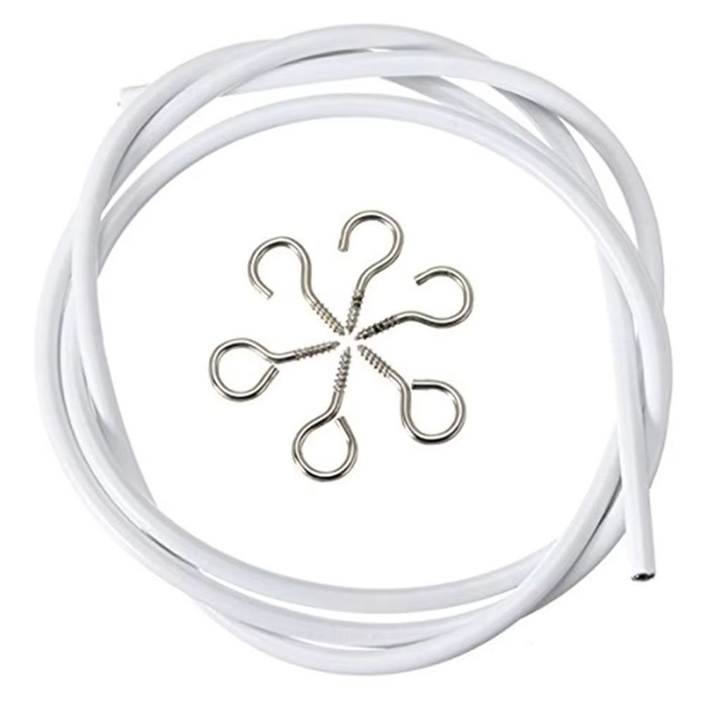 1Set New 2/3/4/5 Meters Curtain Spring Rope White with HOOKS EYES Window Cord Cable Net PVC Steel Curtain Track Wire