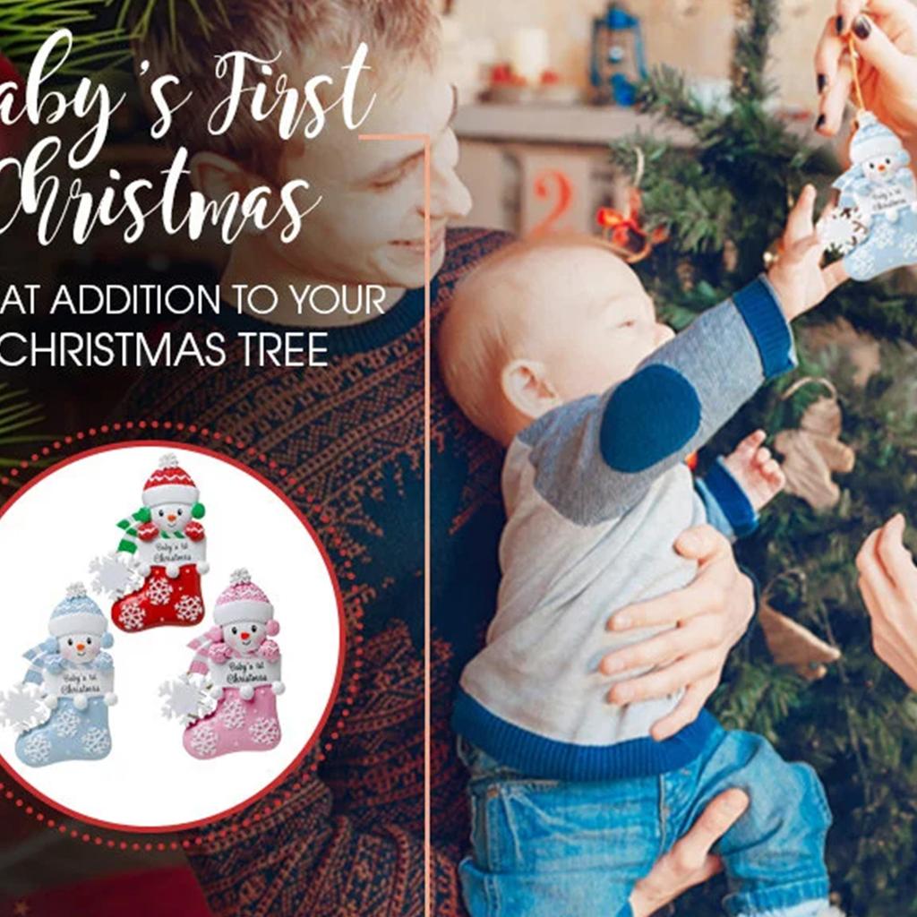 1Pc Resin Christmas Hanging Ornament, Engraved with the English Text "Baby's First Christmas", Personalized Christmas Decoration, Christmas