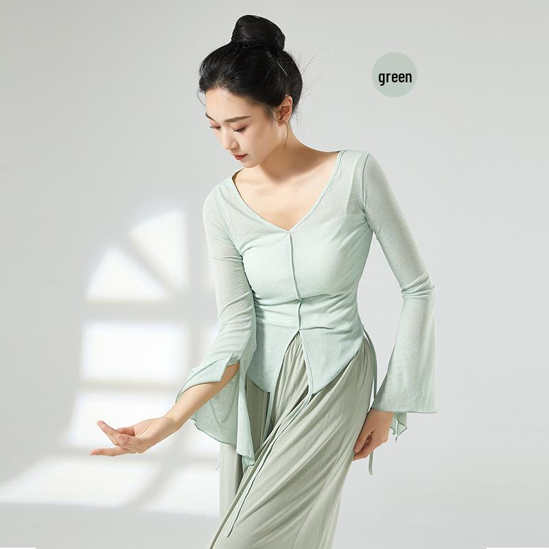 

Women s Ribbed Bamboo Dancewear Top: Modern Slim-Fit Training Uniform Extra Large зелёный