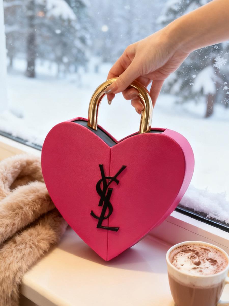 

Косметичка на молнии в форме сердца YSL, сумка для хранения, косметичка, сумка для ухода за кожей, дорожный органайзер M розовый