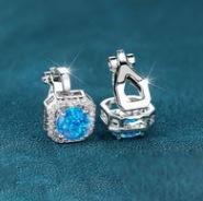 Wish platinum super flash square full of diamonds and large zircon ear clips, simple and small temperament