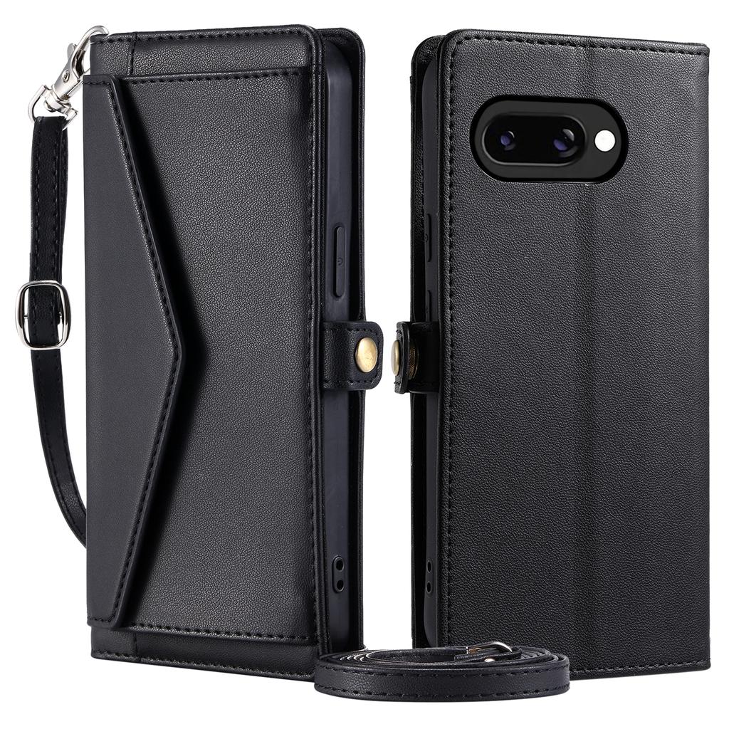 For Google Pixel 9a Leather Case Wallet Stand Phone Cover with Straps