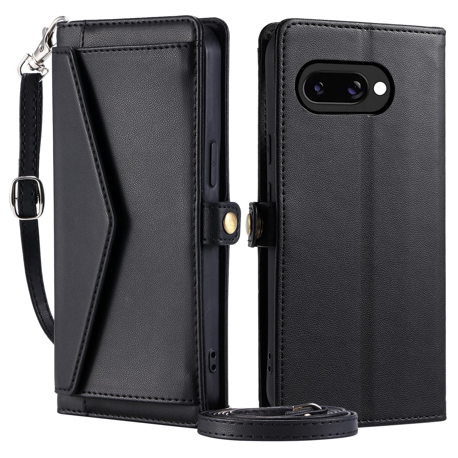 

For Google Pixel 9a Leather Case Wallet Stand Phone Cover with Straps A
