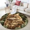 Runder Teppich mit Muster von Perserkatze und Pflanzen, Teppich für Wohnzimmer, Schlafzimmer, Spielzimmer, Rutschfeste Bodenmatte, Feiertagsgeschenke und Geburtstagsgeschenke.
