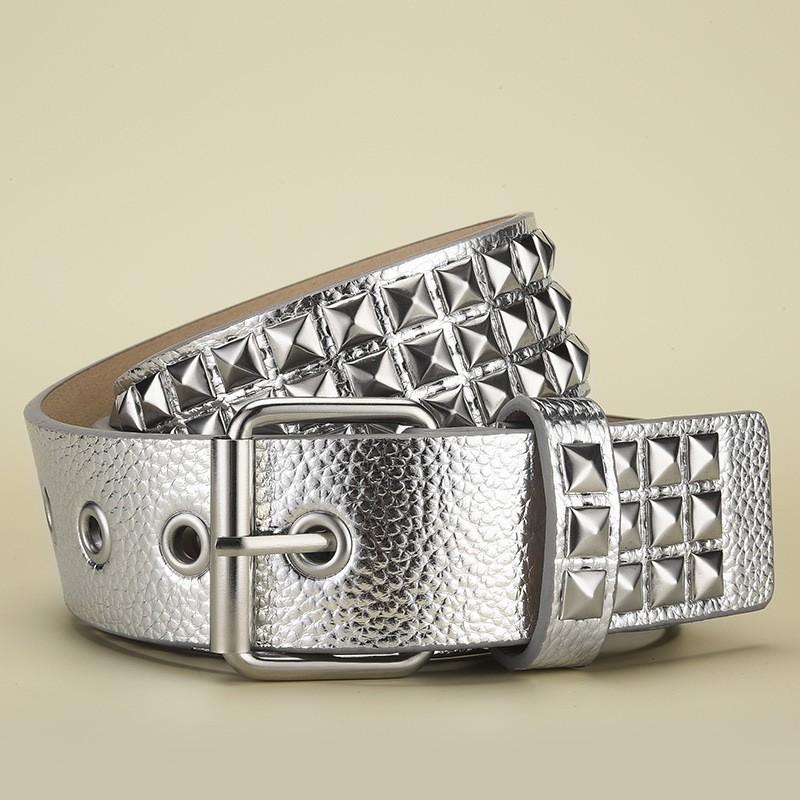 New Square Bead Rivet Belt for Women, Heavy Metal Belt for Men and Women, Y2K European and American Punk Rock Jeans Belt