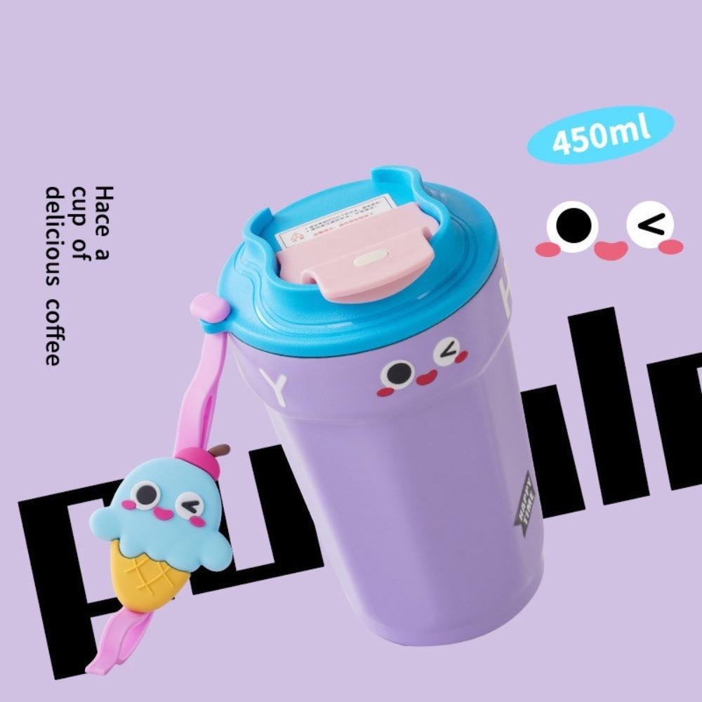 Plastic Water Bottle 450ml Large Capacity Girls Juice Milk Bottle Funny Coffee Cup Home Office