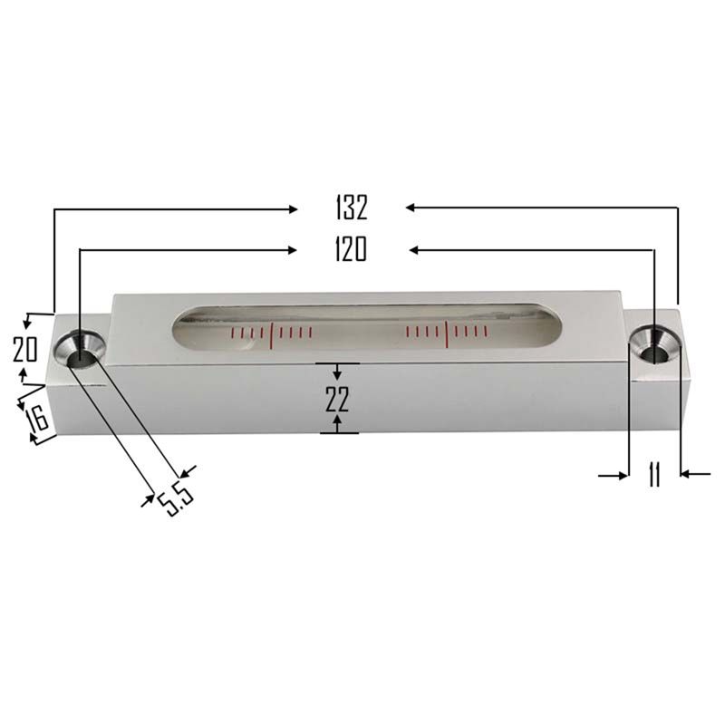 A84X-1 STK Wasserwaage Blasen-Mini-Wasserwaage Messinstrument Hohe Präzision Metall Größe 132X22x20mm 0,02 mm/m