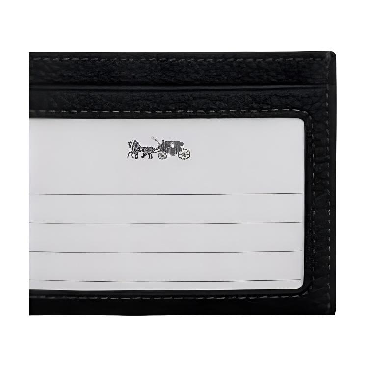 Coach Varsity Letter Print Leather Card Holder Unisex Accessories Black White CAK21-L77