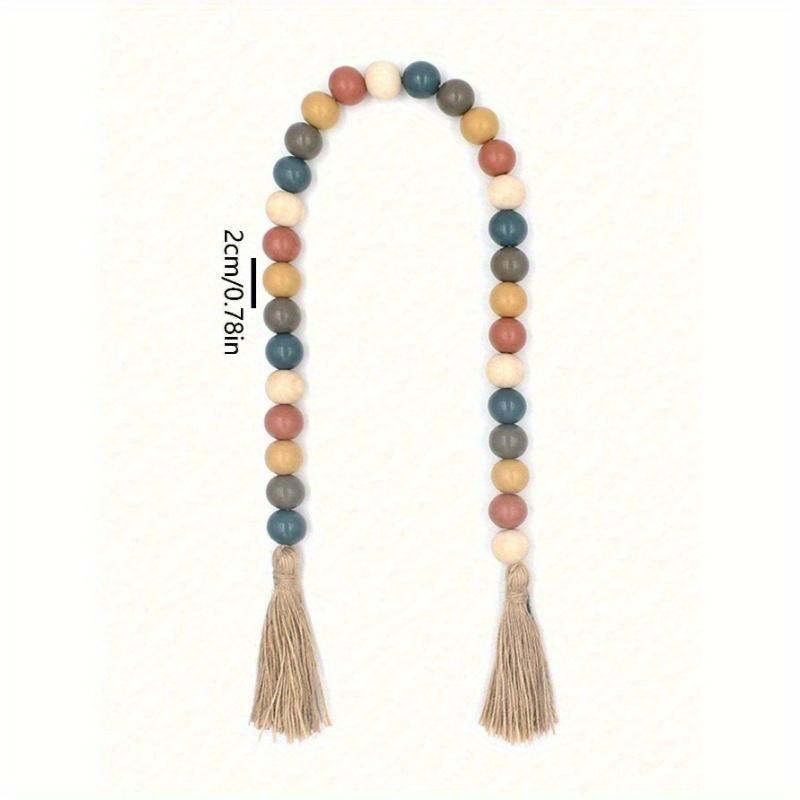 1pc Rustic Vintage Style Tassel Beaded Jute Rope Wall Hanging Home Decoration Wooden Beads String Best Gifts Birthday