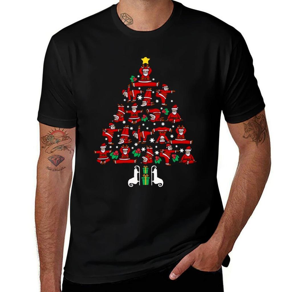 Yoga Christmas Tree Namasleigh Christmas Tshirt Casual Breathable Short Sleeve Top