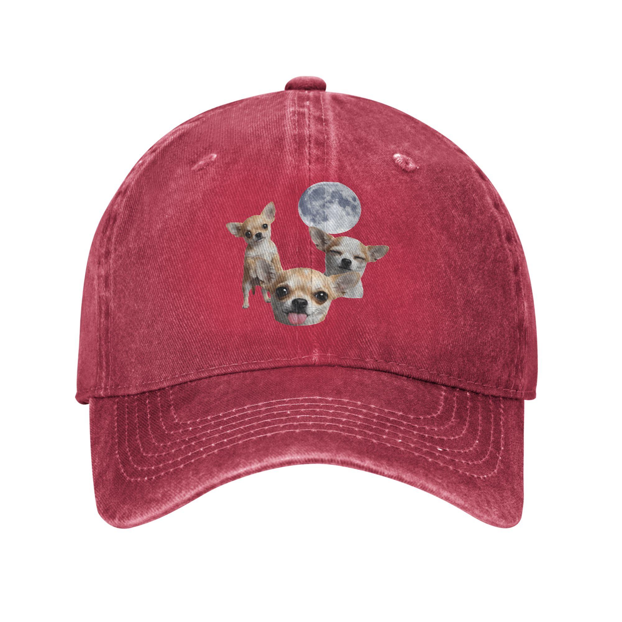 Chihuahua Howling to The Moon Casual Baseball Cap Summer  Trucker Hat Wholesale Women Street Style Baseball Caps One Size