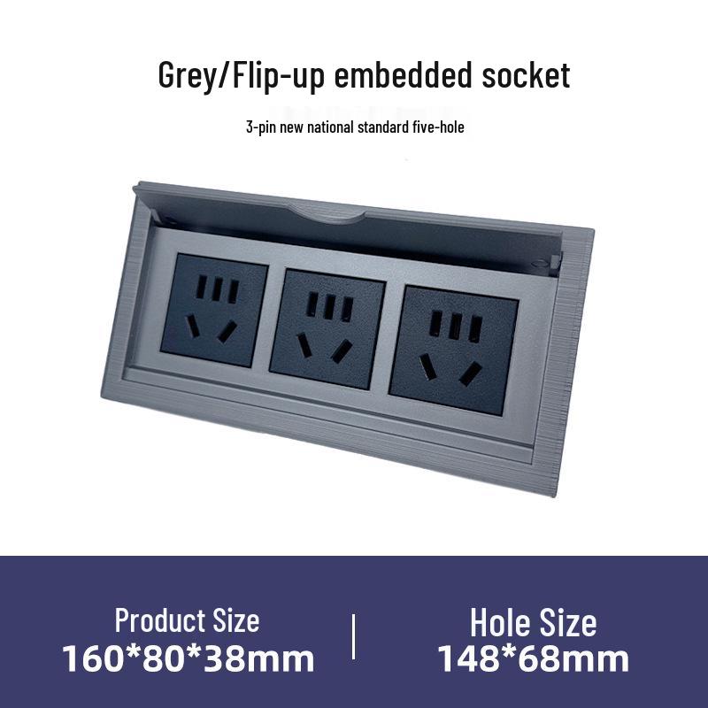 Flip-Top Conference Desk: Embedded Multi-Function Socket with Hidden Wire Board and Power Strip.