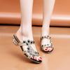 Women's Rhinestone Chunky-Heel Slide Sandals, Sexy Outdoor Casual Footwear, Anti-Slip Korean Style.