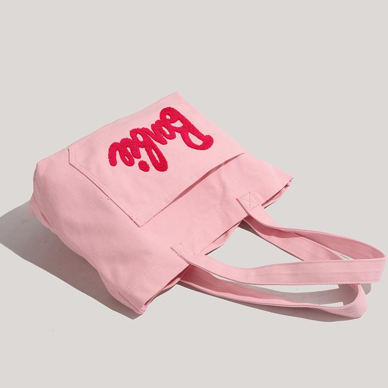 Barbie Pink Canvas Tote Bag for Women, Fashion Shoulder Bag for College Students, Lightweight Large Capacity Bookbag for School & Outing