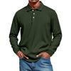 Men's Casual Style Solid Color Loose  Shirt Long-sleeved Top