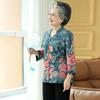 Paster Autumn Floral Tang Suit Set for Middle-Aged Women