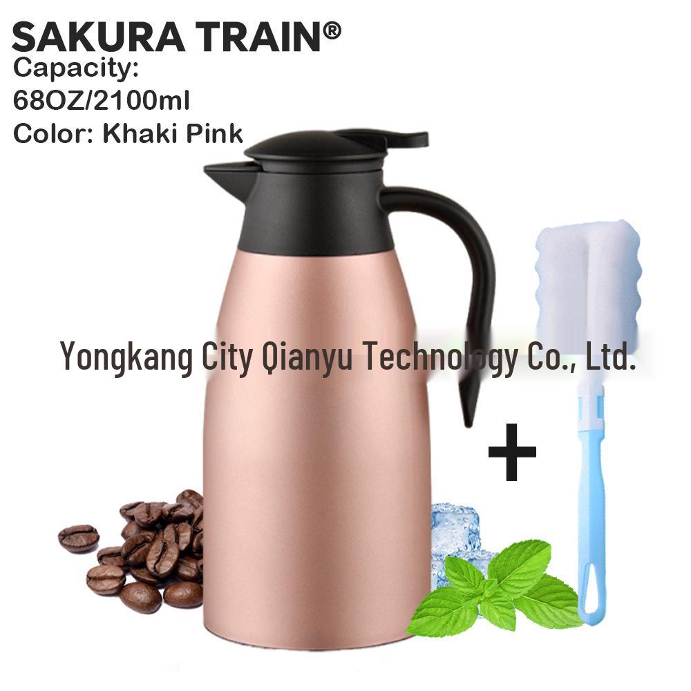 

Large Capacity Insulated Stainless Steel Thermos Flask with Vacuum Seal - Ideal for Home or Commercial Use 2L рожевий