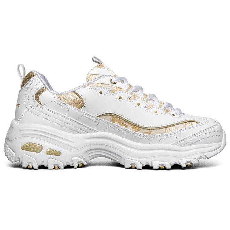 Skechers DLites 1.0 Mesh Synthetic Leather Sport Fashion Low-Top Lifestyle Shoes Women Sneaker Platinum 13091-WHT