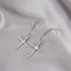 Dongdaemun Fashionable Cross Gemstone Super Flash Earrings Cold Wind Exaggerated Personality Earrings Earrings