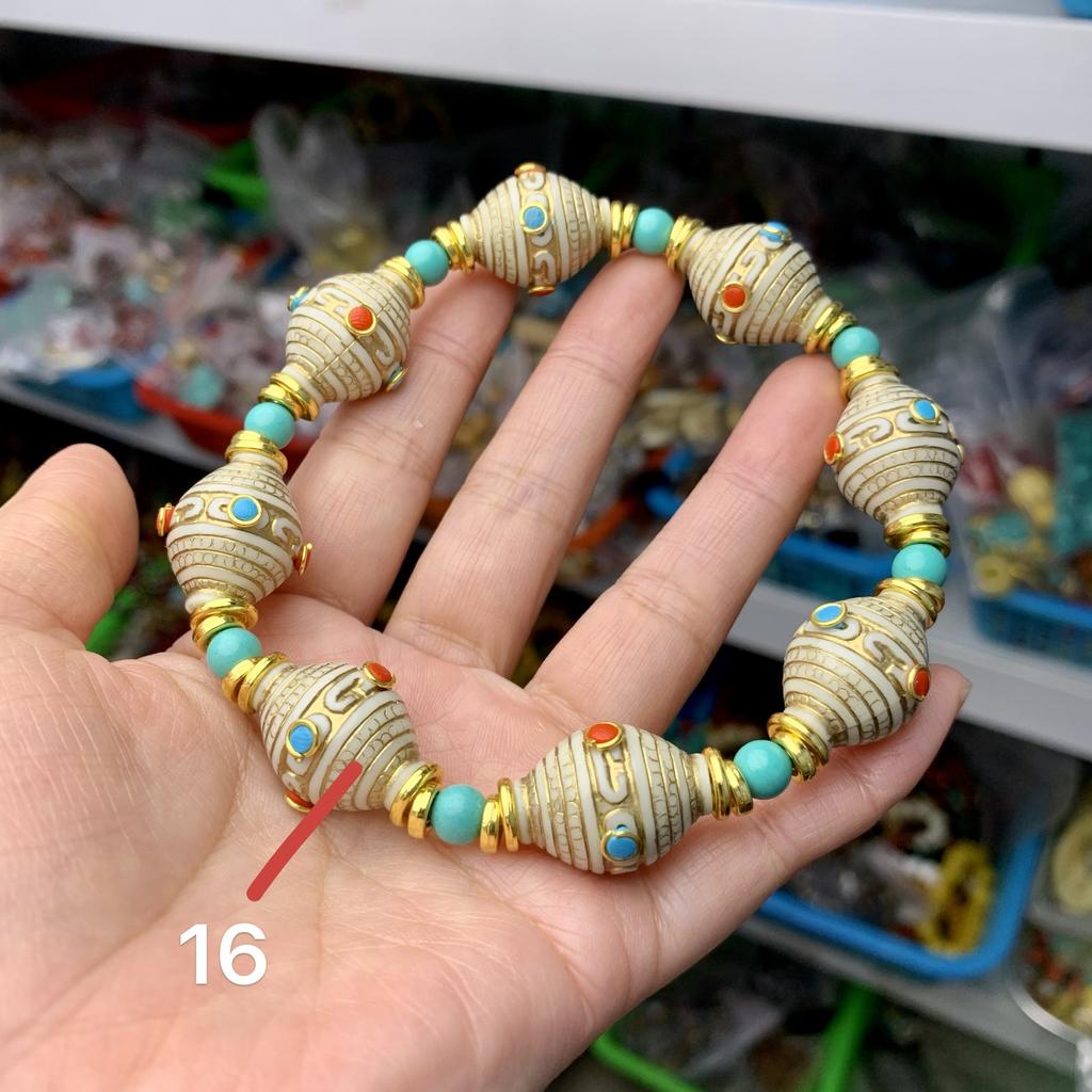 Tibetan Style Enamel Beaded Bracelet, Multicolor Vintage Gold-Plated Ethnic Jewelry,Handmade Enamel Charm Bracelet