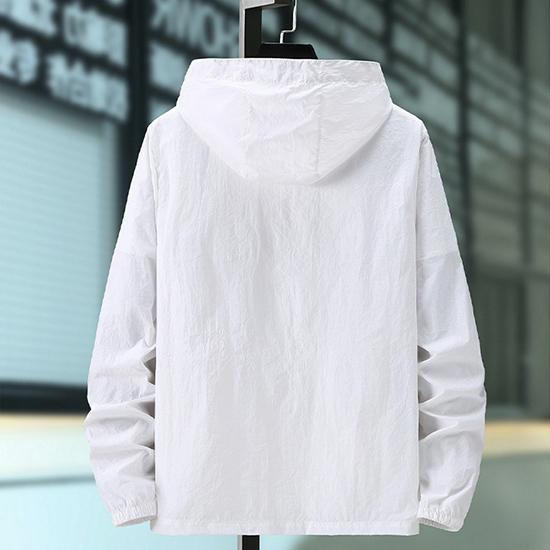 Summer Men's Solid Color Sun Protection Clothes Zipper Hoodie Fashion Sunscreen Clothes Large Casual Outerwear