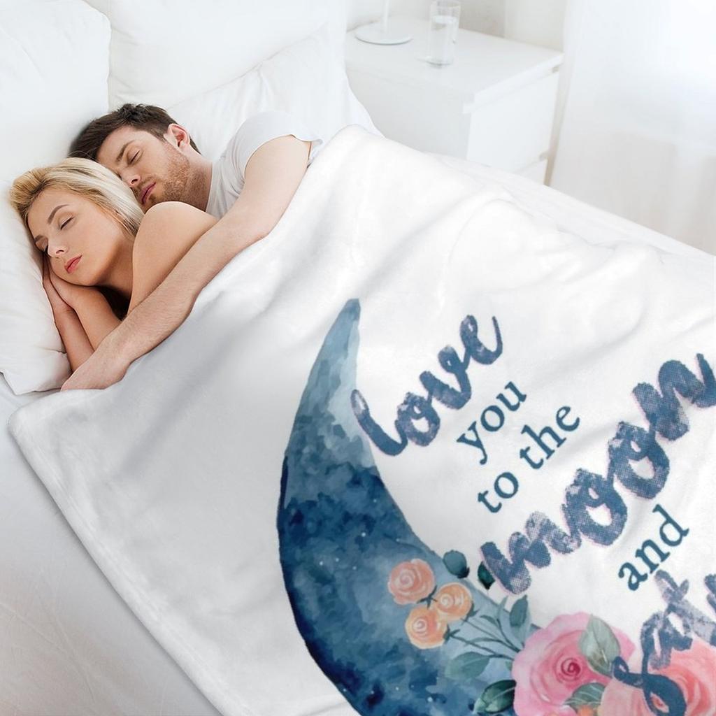 love you to the moon and saturn seven Throw Blanket Nap Decorative Beds Picnic Summer Blankets