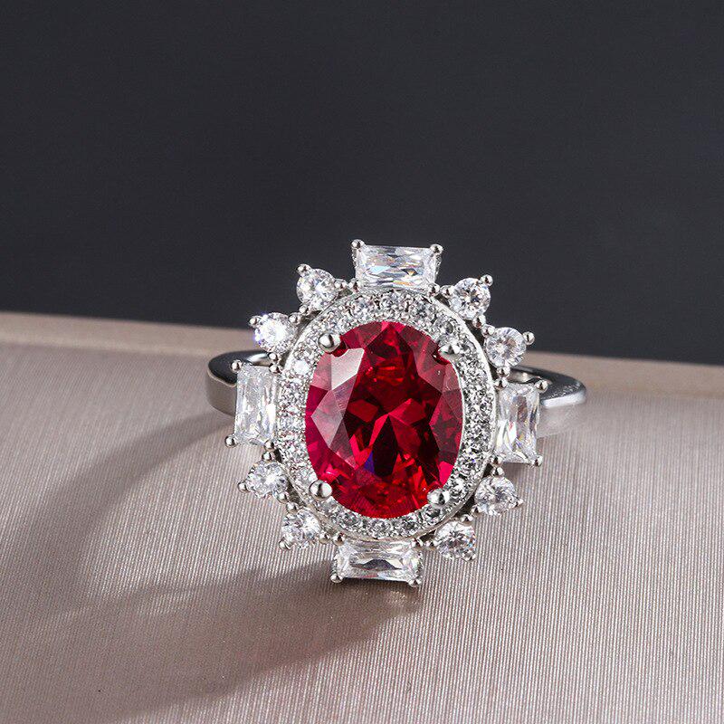 Lindon Gorgeous Design Silvering  Jewelry Gemstones Oval    Ring for Women Size6-9 Delicate Female Party Fine Jewelry