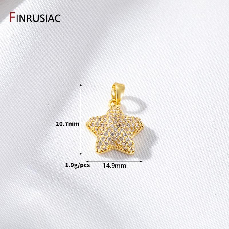 

14K Gold Plated Brass Colorful Zircon Star Charm Pendant For DIY Handmade Necklace Bracelet Jewelry Making Accessories 1 piece