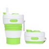 450ml Silicone Folding Straw Cup Space Saving High Temperature Resistant Retractable Cup with Buckle Leakproof Collapsible Cup