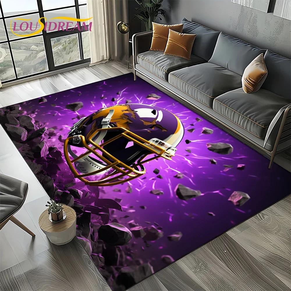 Tapis de dessin animé Terrain de rugby Rugby Football américain Tapis pour salon Chambre Décoration de maison Canapé, Tapis de sol antidérapant