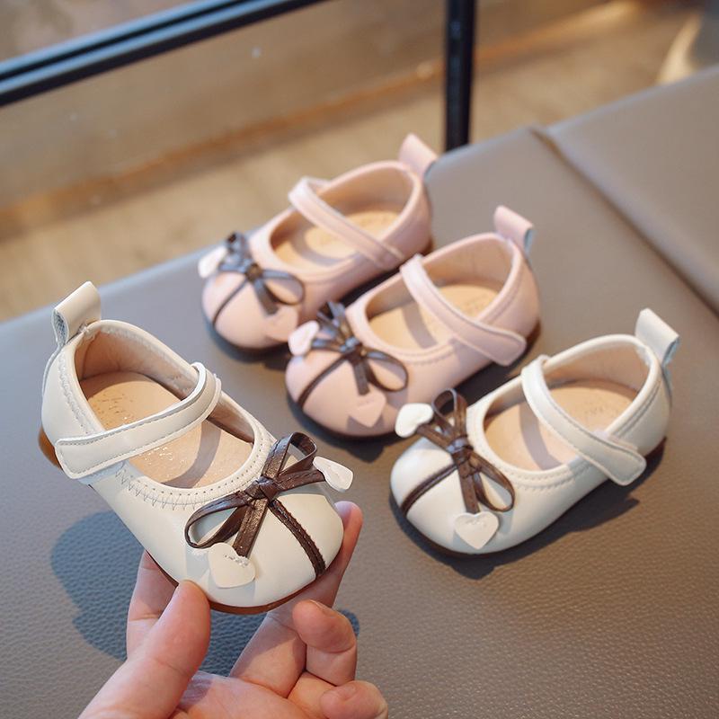 Girls' Bow Soft Sole Princess Toddler Shoes - Spring & Autumn Style, Fashionable Small Leather Baby Shoes