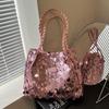 Yogodlns New Shiny Sequins Women's Shoulder Shopping Bag Glitter Handbag Large Capacity Clutch Purse Fashion Party Accessory for Ladies