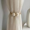 2Pcs Bohemian-style Golden Curtain Tiebacks With Artificial Pearls Stylish Home Decor Curtain Tiebacks, Suitable For Sheer Curtains, Bath Accessories
