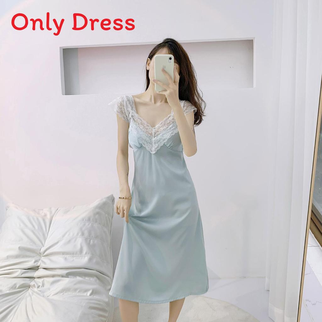 Ice Silk Slip Dress For Women With Vneck And Padding For Sleep And Lounge