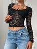 Women y2k Sexy Wind Slim Hollow Long Sleeve Tie Lace Shirt Top