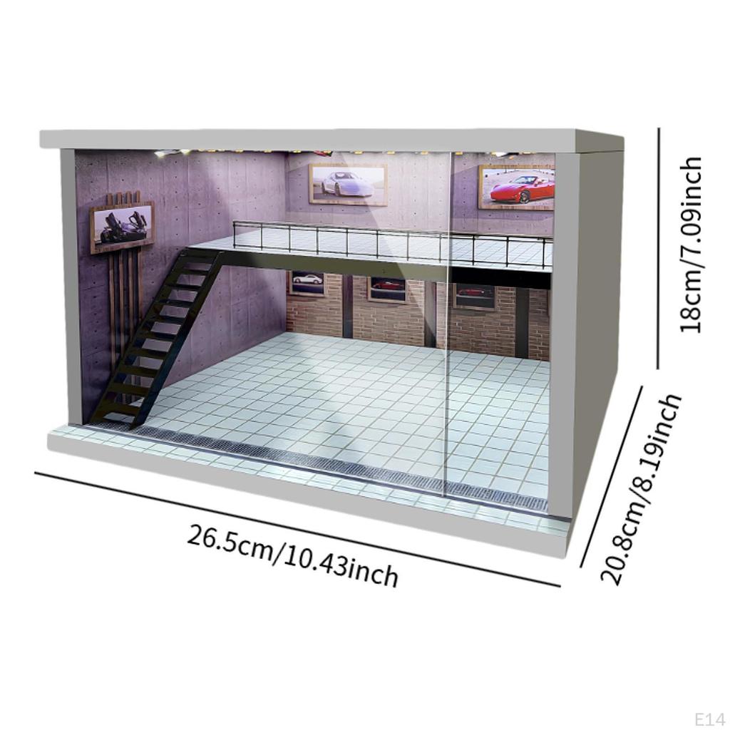 1/64 1/36 1/32 Scale Car Display Unit Acrylic Parking Space with LED Illumination for Collectors