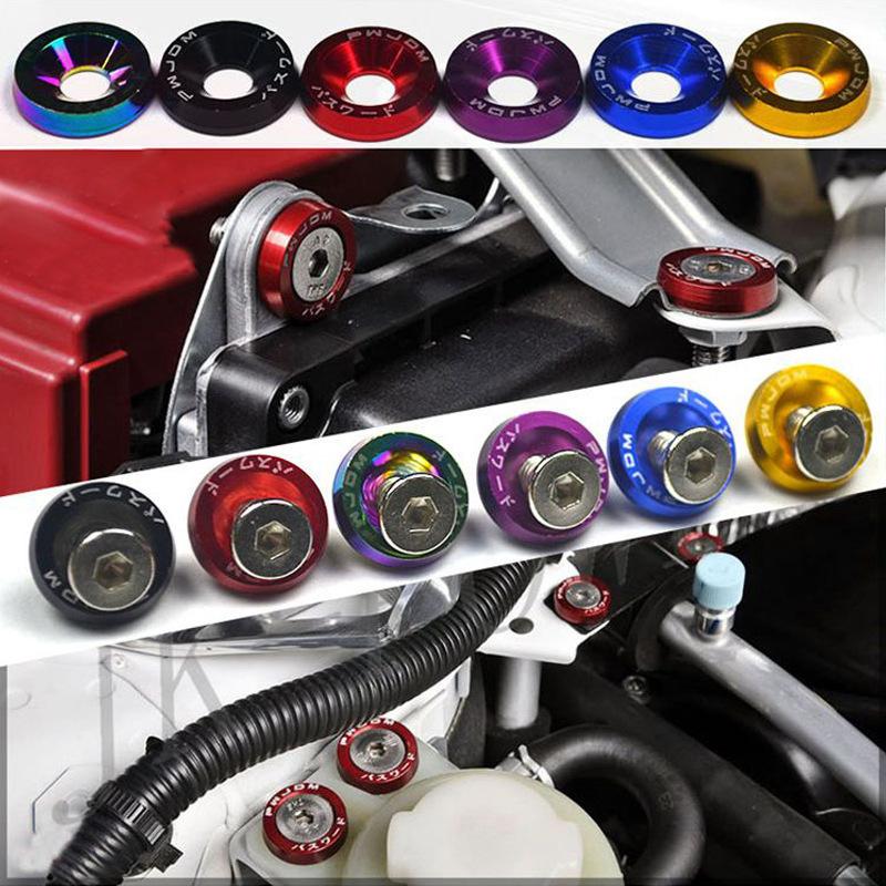 Car Modification Hex Fasteners 10 Pack M6 JDM Fender Washer Bumper Engine Concave Screws Fender Washer License Plate Bolts