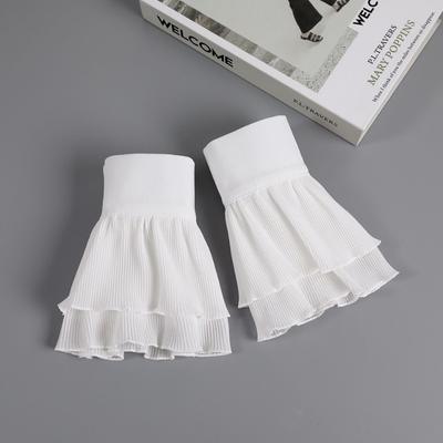 Womens Detachable Wrist Ruffle Cuffs Ladies White Flared False Sleeves For Sweater Dress Wrist Arm Cover Gloves