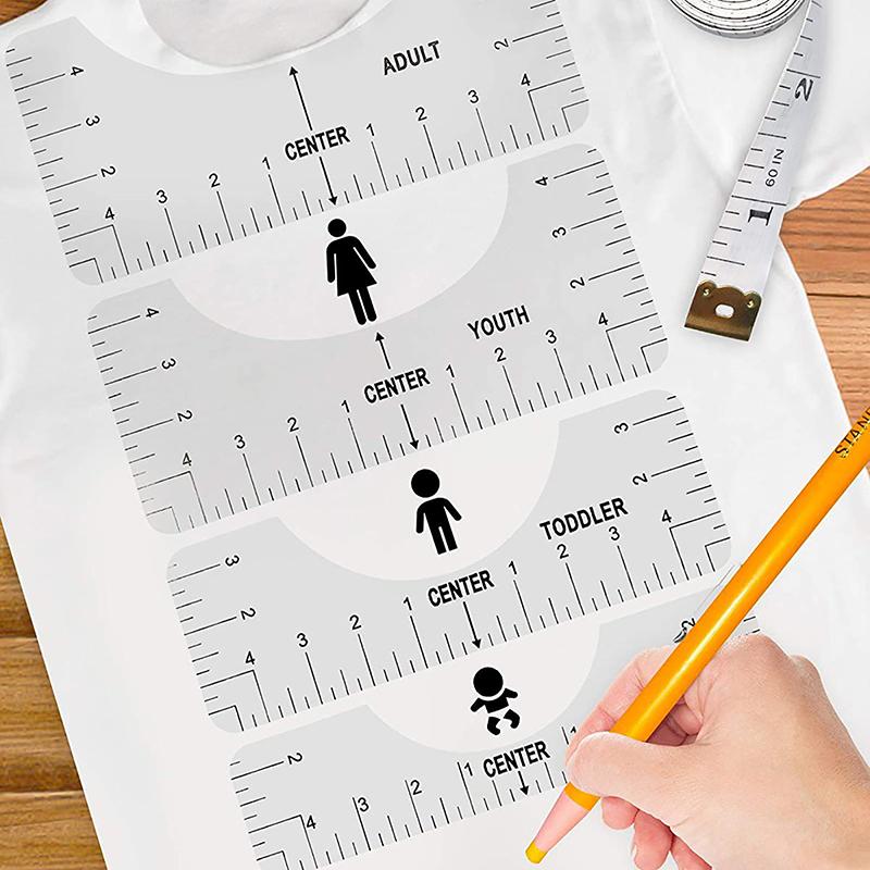 8Pcs T Shirt Ruler Guide Pvc T-Shirt Ruler To Center Designs T Shirt Alignment Tool For Adult Youth Toddler Infant