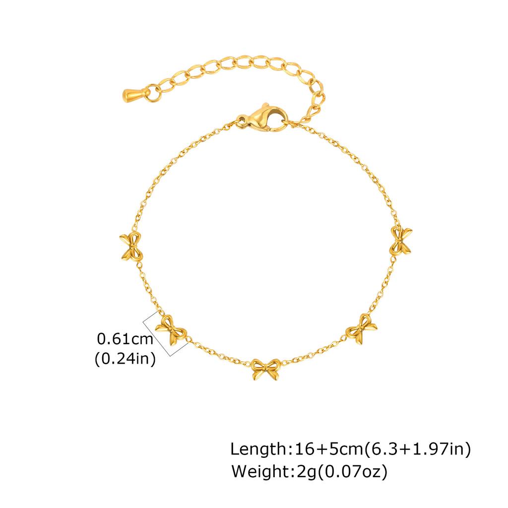 Wind Stainless Steel Flat Cross Chain Bow Women'S Niche Exquisite Bracelet Nc-