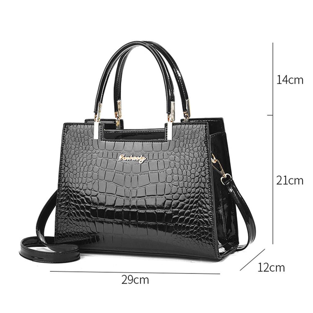 Queen-b Crocodile-Embossed Leather Bag, 2-Way, Stylish and Elegant, Women's Tote Bag/Shoulder Bag, Crocodile-Embossed, Luxury and Elegant (Beige)