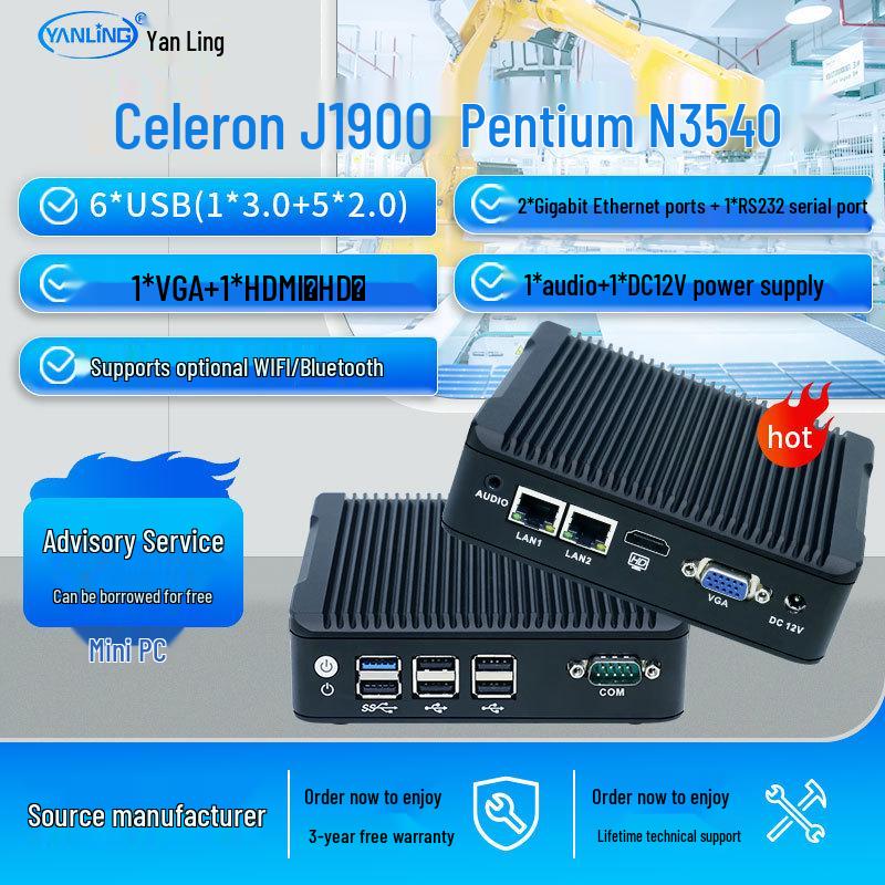 Yanling N3 Mini PC Industriale Fanless J1900: Doppia Rete, Basso Consumo