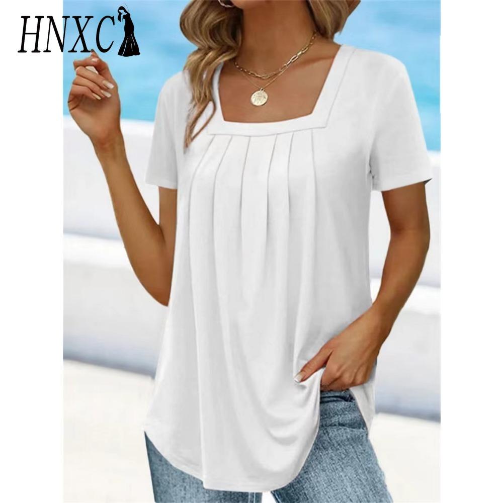 

HNXC Женская Мода Повседневные Однотонные Блузки и Рубашки с Коротким Рукавом с Принтом XXXL белый