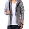 2023 Winter Men's Fleece-Lined Thick Knit Hooded Slim Fit Korean Style Sweater Cardigan